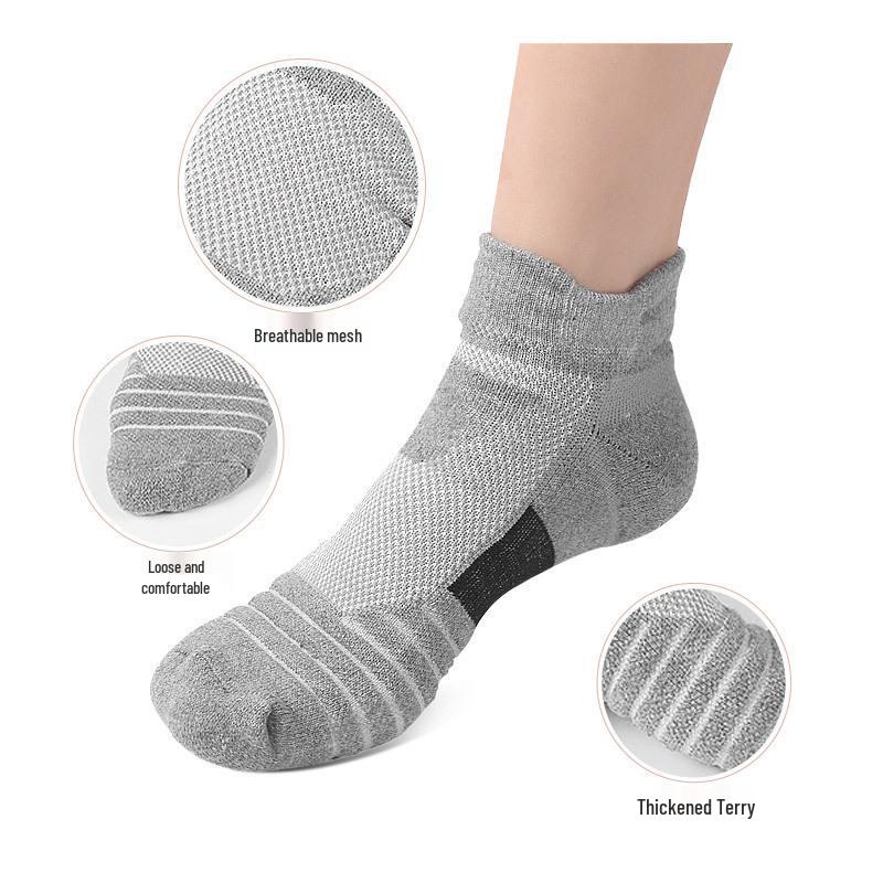 Non-Slip Shock Absorption Basketball Socks - Breathable, Thick Terry Loop, Short Crew for Outdoor Training & Running