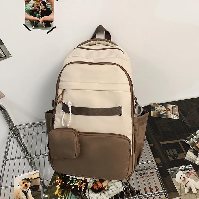 Schultasche für Mittelschüler, Farbblock, Damenrucksack mit großer Kapazität, Herren-Reiserucksack mit Geldbörse