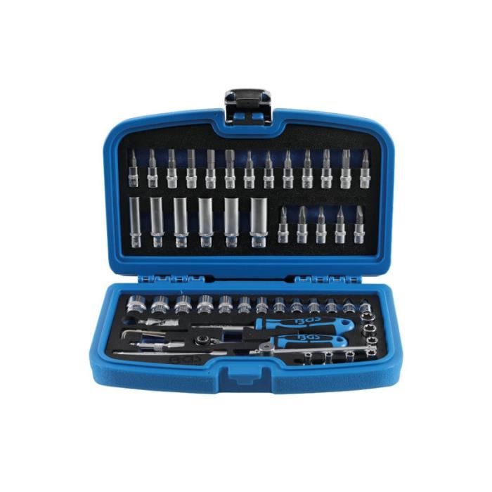Coffret De Douilles BGS TECHNIC - 6,3 Mm - 53 Pcs - Acier Chrome-vanadium - Hexagonal - Bleu