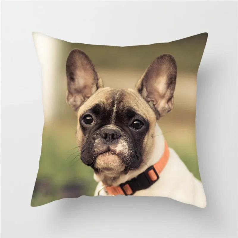 French Bulldog Polyester Cushion Cover Animal Dog Printed Pillow Cover For Sofa Home Living Room Decorative Pillowcase 45X45Cm