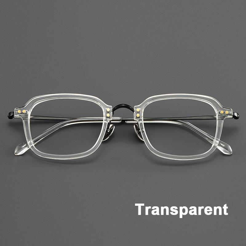 

Japanese Style Trendy Acetate Frame Titanium Nose Pad Temple Ultra-light Wide-Brim Glasses Women s Men Luxury Eyeglasses Demo Lens прозрачный