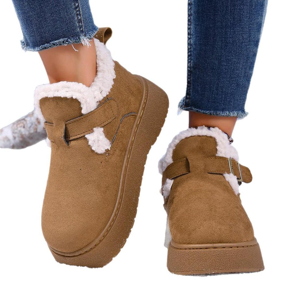 Birkenstock Damen 2025 Fleece-gefütterte Winter-Loafer mit dicker Sohle: Warme, pelzige, lässige Schneestiefel