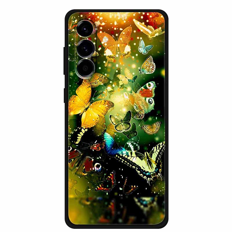 For Samsung Galaxy S25 FE 5G Case Soft Silicone TPU Black Phone Cover For Galaxy S25 FE 5G Protective Cartoon Bumper Coque S25FE