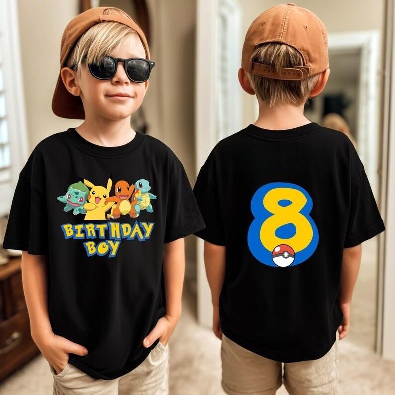 Men Women Top Boys Tee Adults Children Parent Child Cotton Kid Tshirts Pokemon Pikachu Birthday Printed Harajuku  Casual Loose 100