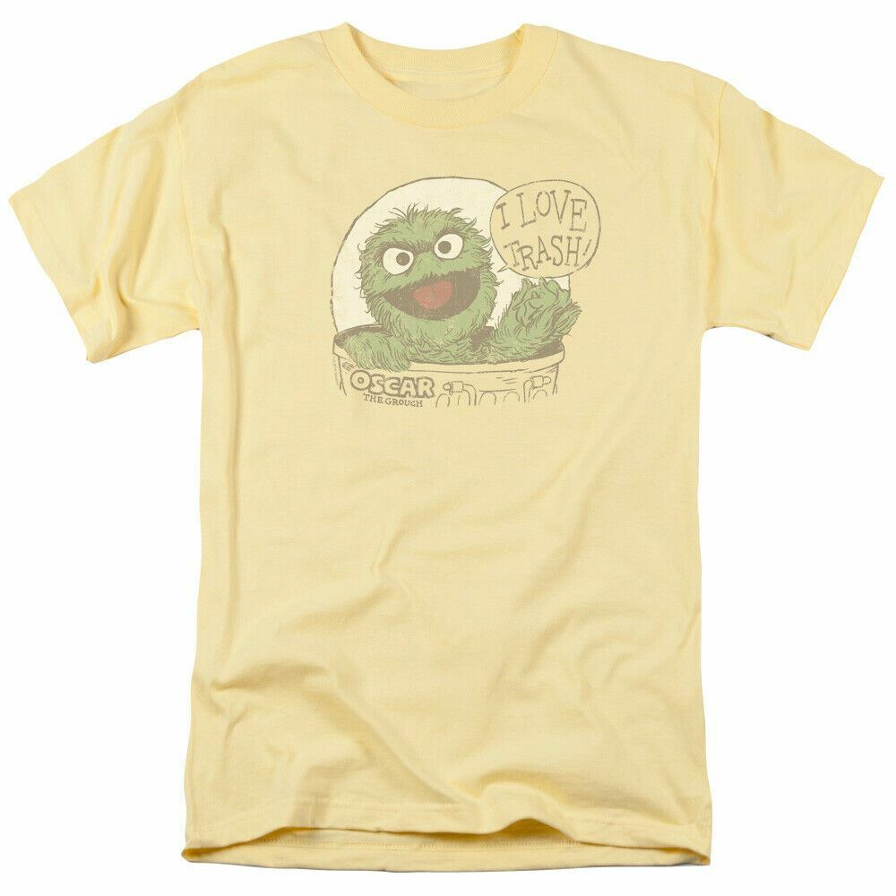 26 Sesame Street I Love Trash T Shirt Mens Licensed Classic TV Oscar Grouch Banana Unisex T-Shirt M