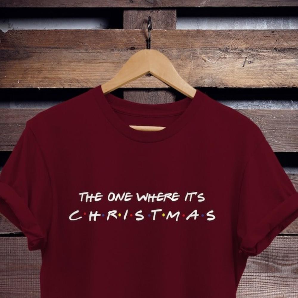 Christmas Friends Shirt Funny Christmas Tshirt Xmas Tshirt Contracted Design Unisex Women Casual Festival Costumes Cotton Tee Tops
