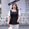 Plus Size Women's Summer New V Neck Waist Slimming Chiffon Short Sleeved Top