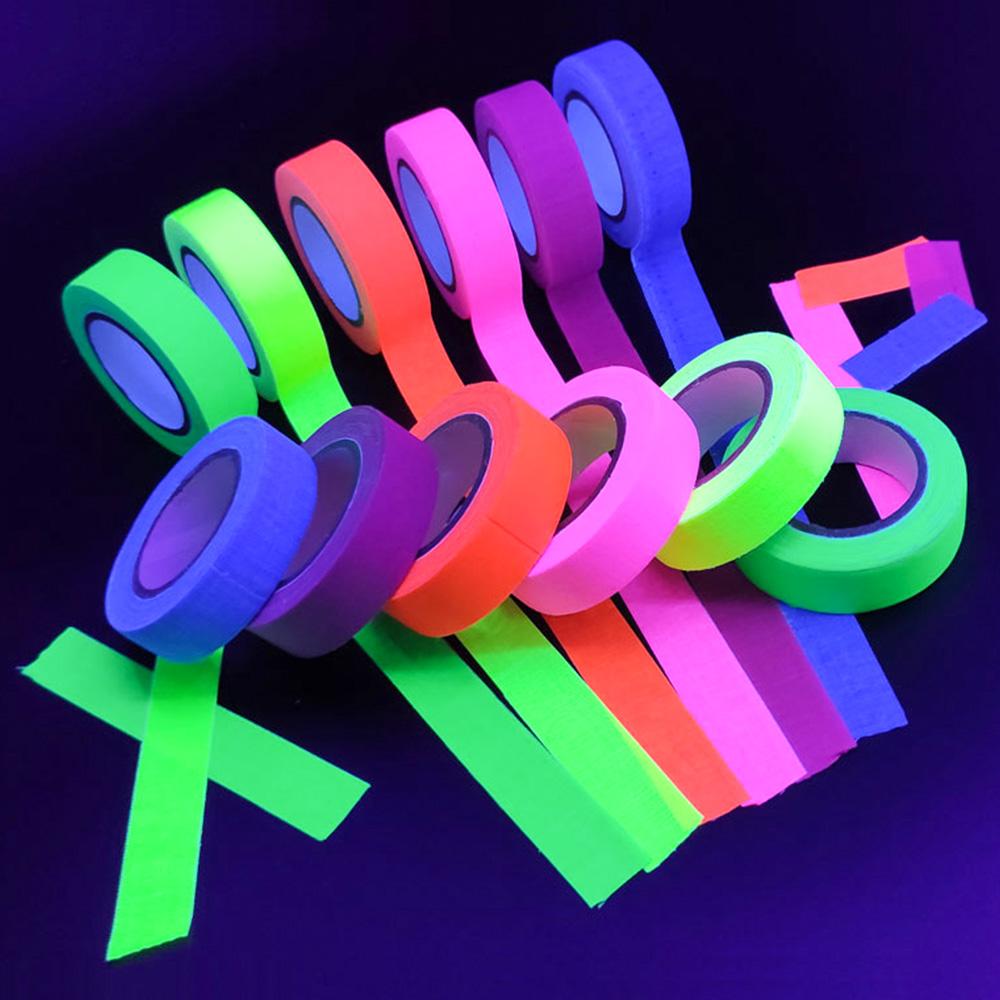 5pcs Sets UV Cotton Glow In The Dark Neon Gaffer Tape SelfAdhesive Fluorescent Floors Multicolored Easy Removed Wall Room Decor