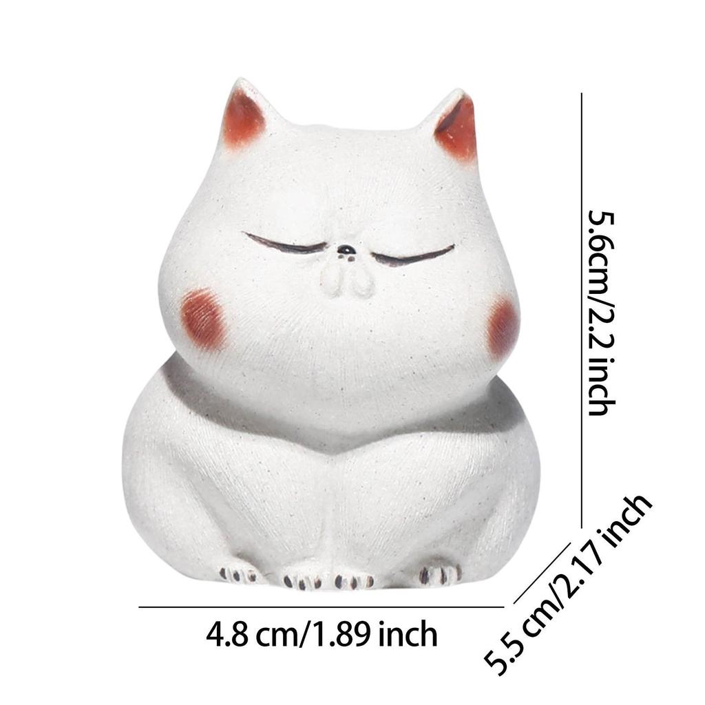 Purple Clay Cats Tea Pet Friends Gift Kitten Statue for Office Desk Tearoom