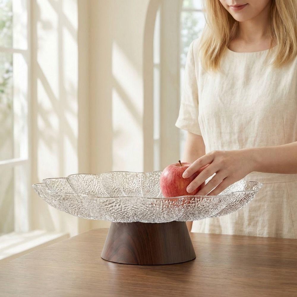 Large Capacity Pedestal Fruit Bowl Plastic Dried Fruit Plate Modern Fruit Display Stand Dessert