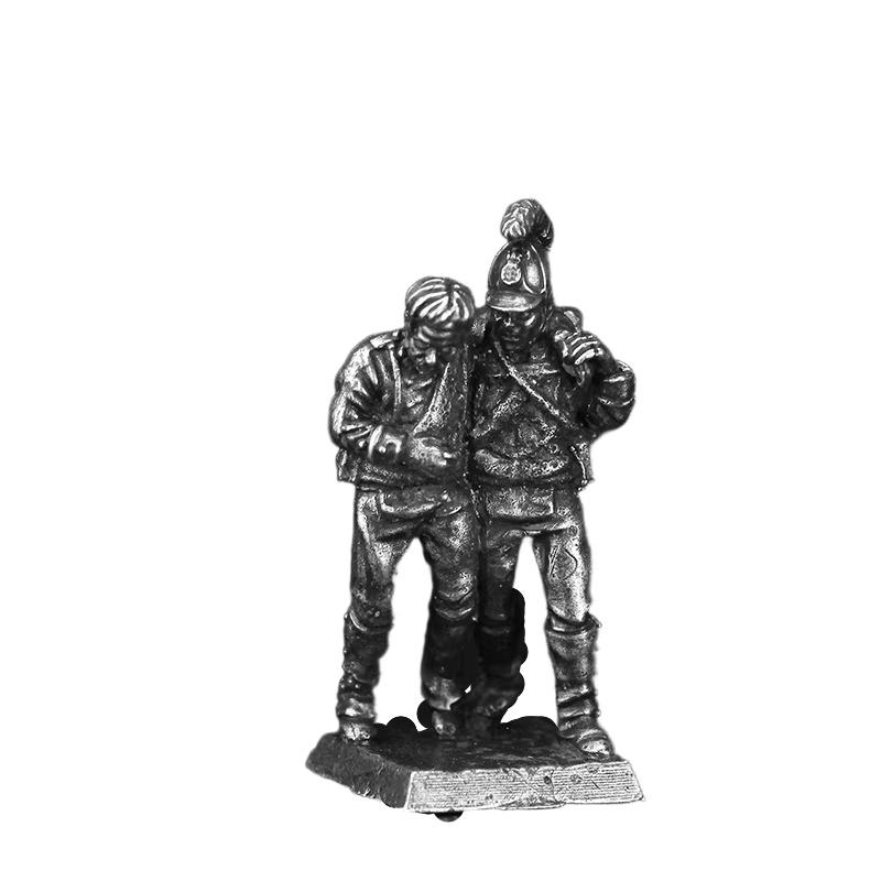 Miniature Napoleonic Wars Soldiers Figures Set Metal Flat Army Men Collection for Home Office Desk Decoration Game Chess Pieces