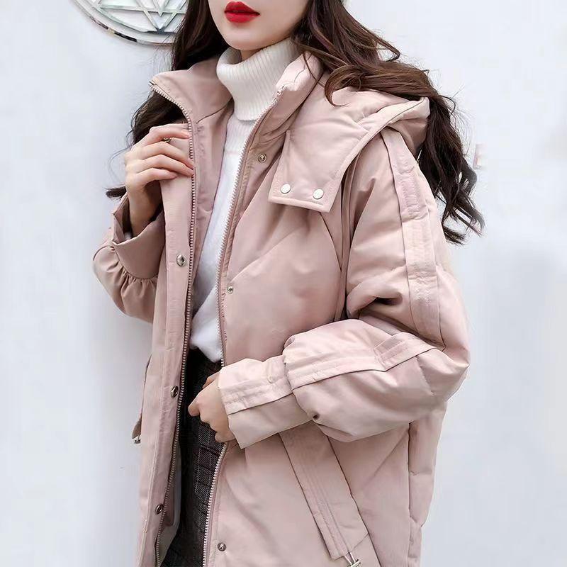 Women's Mid-Length Ultra-Thick Cotton Jacket Loose Fit Fashionable Korean Style Outerwear Winter Coat Collar Zipper