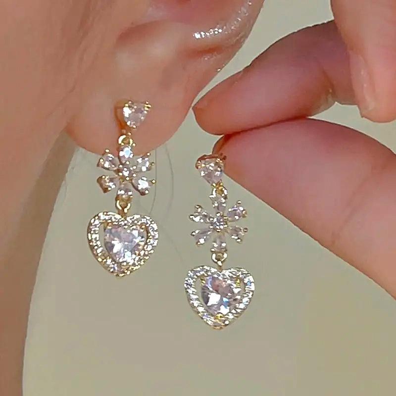 Lindon mode alliage de cuivre Zircon bijoux boucles d'oreilles pour femmes cadeaux de fête de mariage