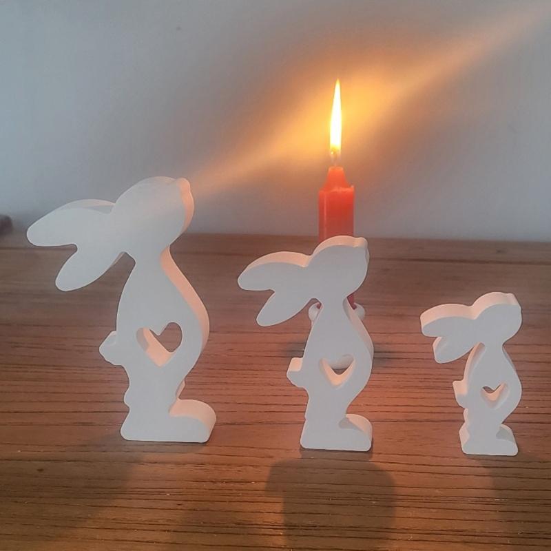 Easter Rabbit Silicone Mold 3D Heart Rabbit Candle Mold DIY Aromatherapy Candle Making Tool Resins Gypsum Mold Birthday