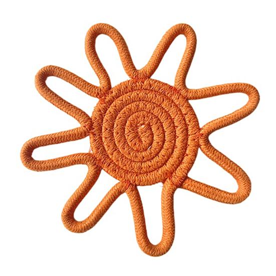 Sunflower Cotton Rope Coaster, Handmade Heat Insulation Mat for Table, Nordic Style Placemat for Pots And оранжевый