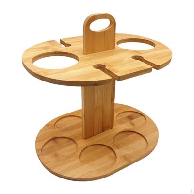 Estante de Vino para Encimera Estante de Almacenamiento Organización, Soporte de Botella de Bambú con Forma para
