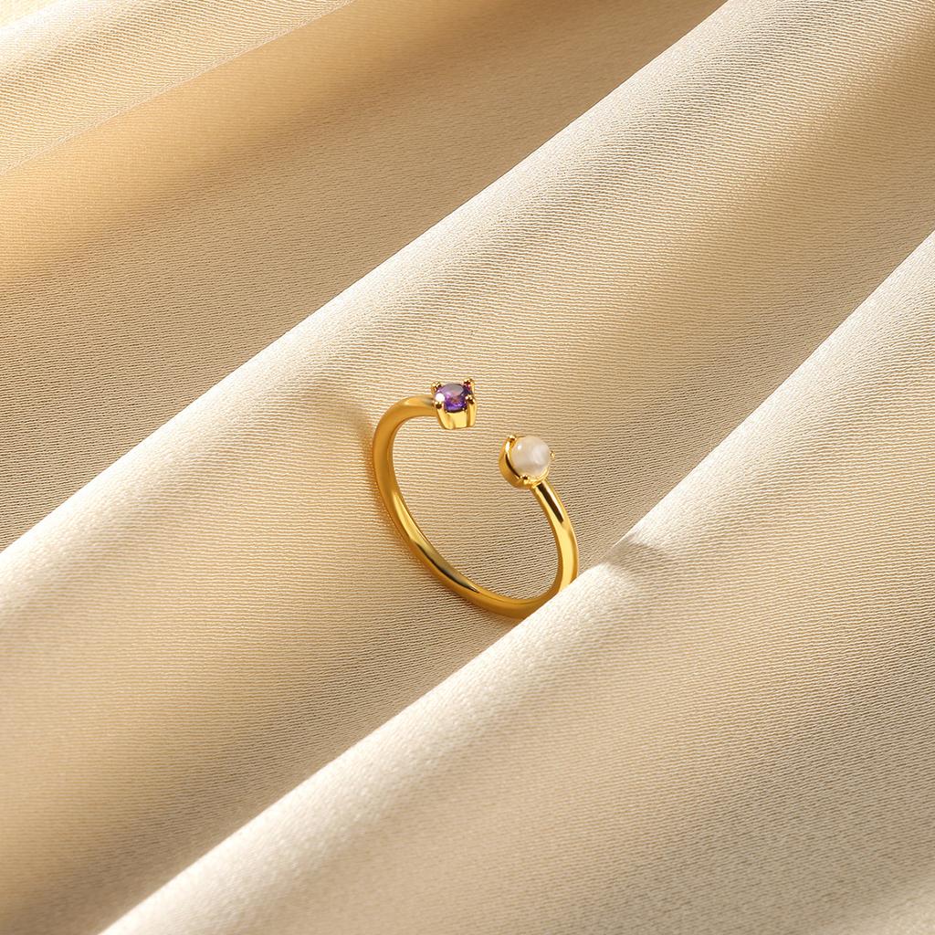 Fashion Colorful Cubic Zirconia Opening Rings For Women Girls Birthday Gold Color Jewelry Anillos Romantic Dainty Gift Bijoux