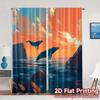 2pcs   2D FLAT PRINTING Curtains (Without Rod) Ocean Odyssey Popular Minimalist Curtains Semi-Sheer Curtains Decorations For Home