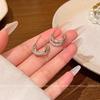 Micro-inlaid Zircon Double-layer Stud Earrings for Women's Design Sense, Light Luxury Temperament, Silver Earrings, Korean Dongdaemun Ear Jewelry.