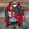 Women's Floral Hoodie Hipster Winter Pullover Harajuku Loose-Fit Casual Sweatshirt Cozy Fleece-Lined Jacket Casual Streetwear