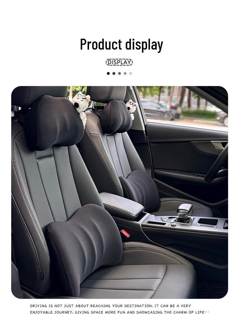 Ice Silk Memory Foam Car Headrest & Lumbar Support Pillow - Universal, Breathable, All-Season Comfort