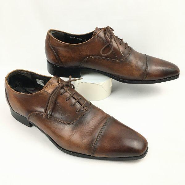 USED/Queen Classic Made In Japan Long Nose Straight Tip Business Shoes Brown Size 40 (25.0)
