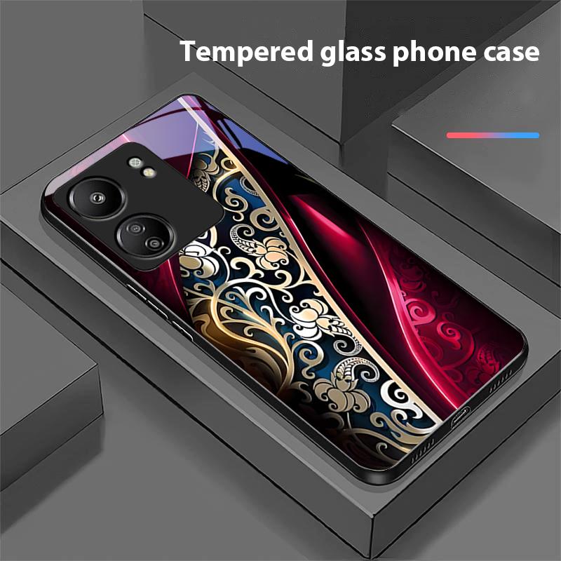

Jinmai Красно-фиолетовый Для Xiaomi Redmi 13C Note13 12 Pro Plus 5G Note 9 13T Pro POCO X6 F5 F6 Черный Чехол для телефона из закаленного стекла Redmi NOTE 7