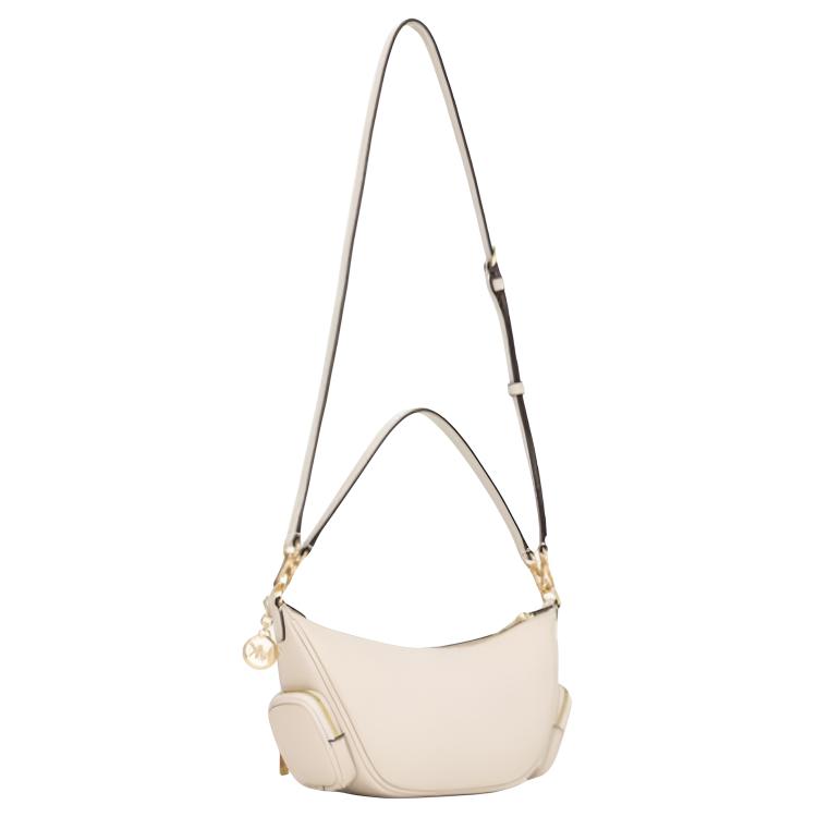 Michael Kors Merritt Logo Zip Closure Adjustable Shoulder Strap Leather Handbag Small Women handbags White 35R6G0WC1L-2171