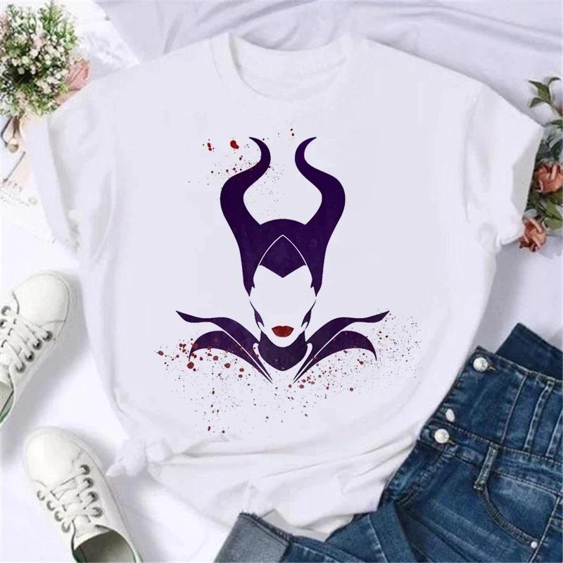 Summer Cartoon Villain T-Shirt Villain Princess Pattern Fashion T-Shirt Harajuku Streetwear White Cotton Top Unisex