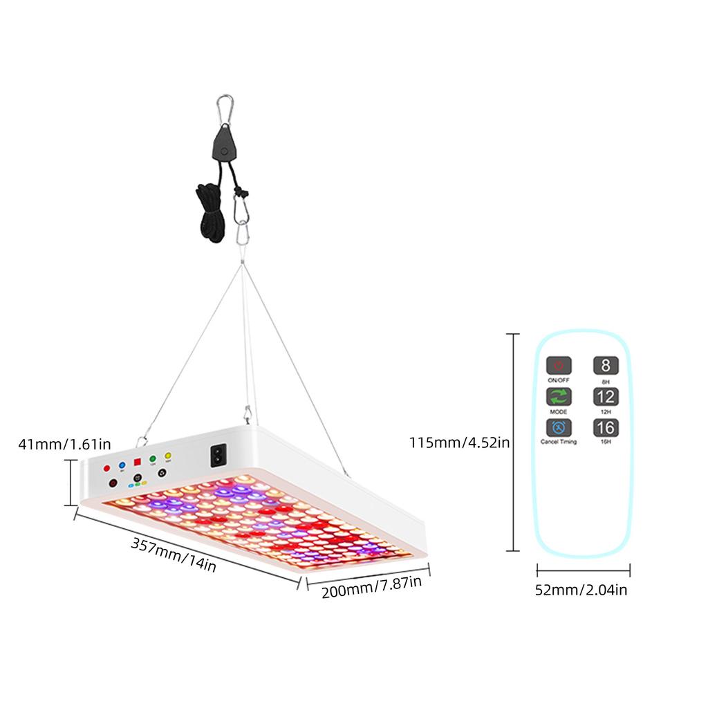 LED Grow Lights for Indoor Plants Full Spectrum Veg Bloom 3 Modes 8H/12H/16H Timer Remote Control