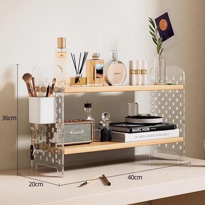 Miling 2-Tier Desktop Storage Shelf with Acrylic Panels