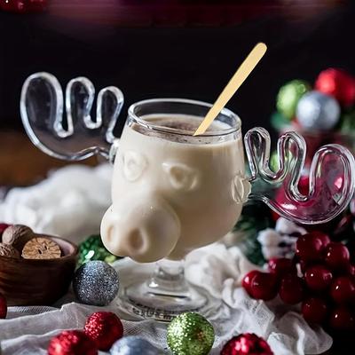 240ml 8oz Kubek Świąteczne Wakacje Łoś Kreatywny Łoś Szklany Kieliszek Wino Piwo Woda Sok Mleko Kubek Świąteczna Głowa Renifera Naczynia Dekoracja