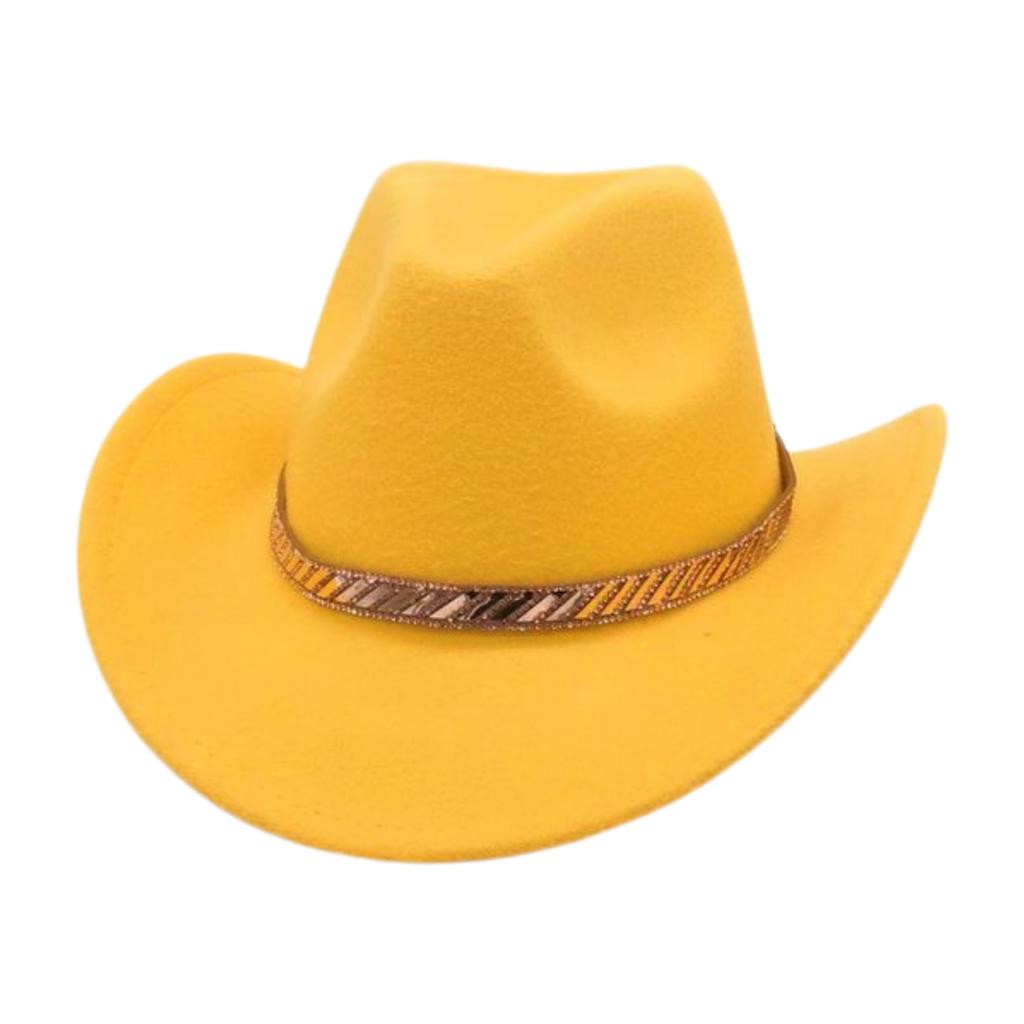 Cowboyhut Premium-Gefühl Ethnischer Stil Urlaubsreise Winddicht Bühnenrequisiten Zylinder Große Krempe Westlicher Filzhut