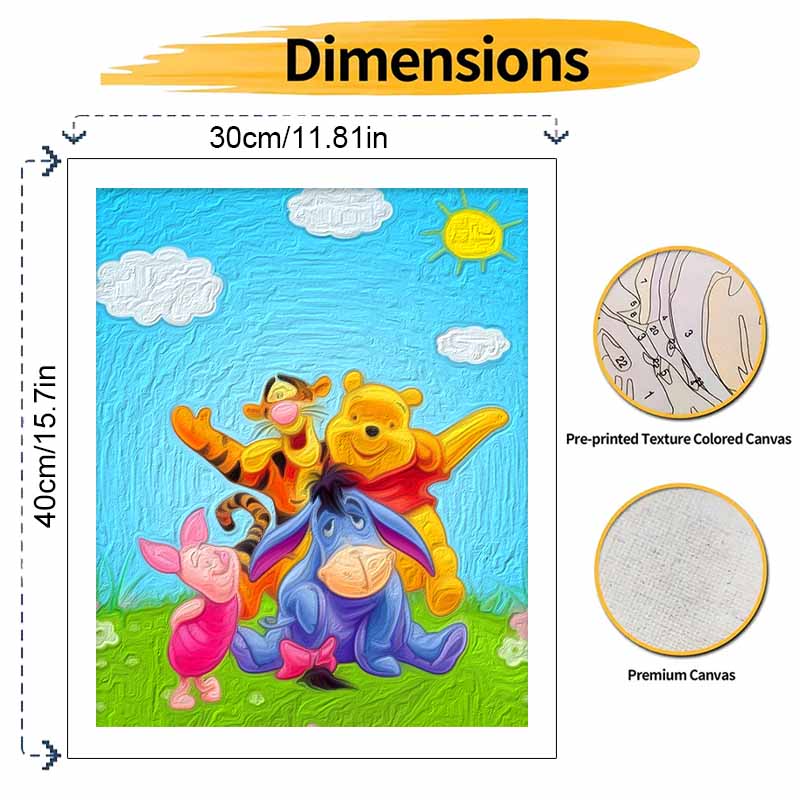 Disney Winnie The Pooh Painting Kit Home Wall Decor Handmade Gift Art Canvas DIY Cartoon Fun Wall Decor Crafting Hobby Art Gift 130