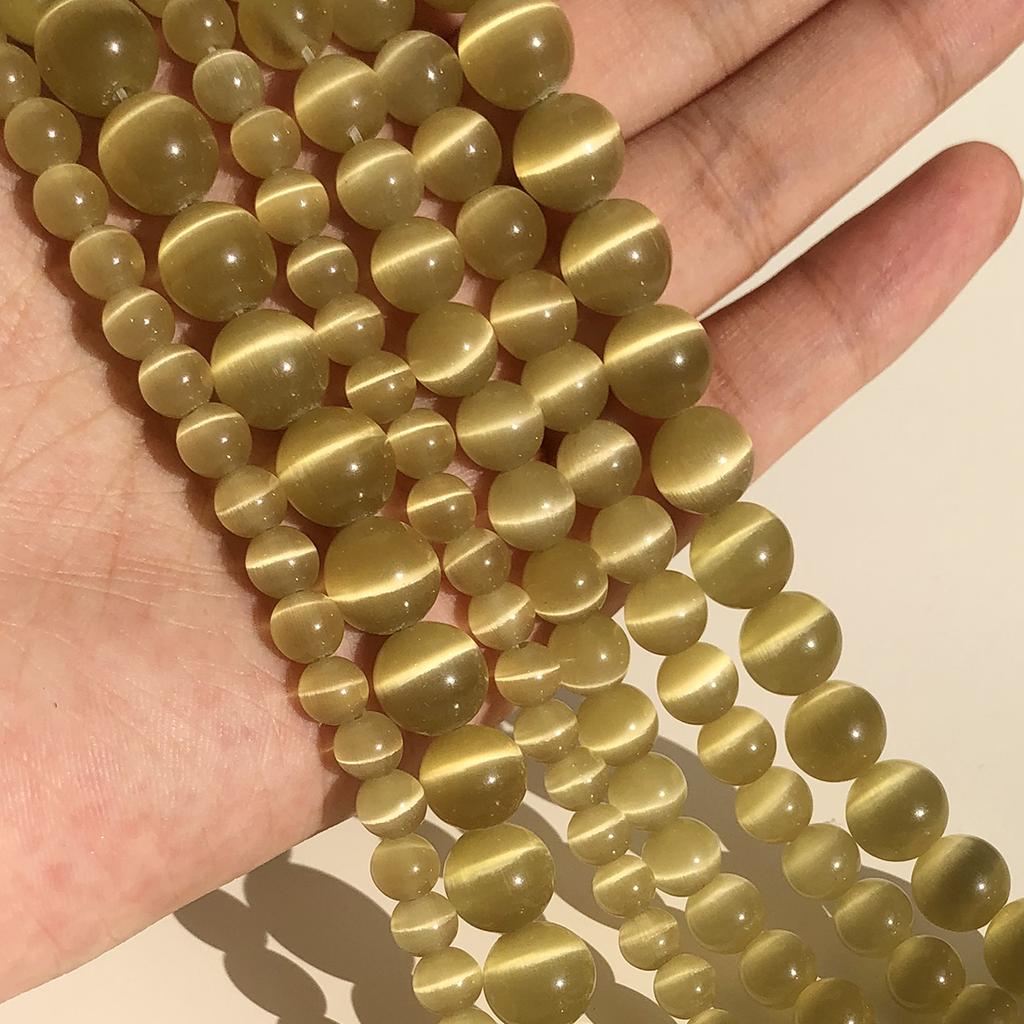 4/6/8/10/12mm Pink Color Cat Eye Opal Beads Natural Stone Glass Loose Beads for Jewelry Making DIY Bracelets Accessories 15''
