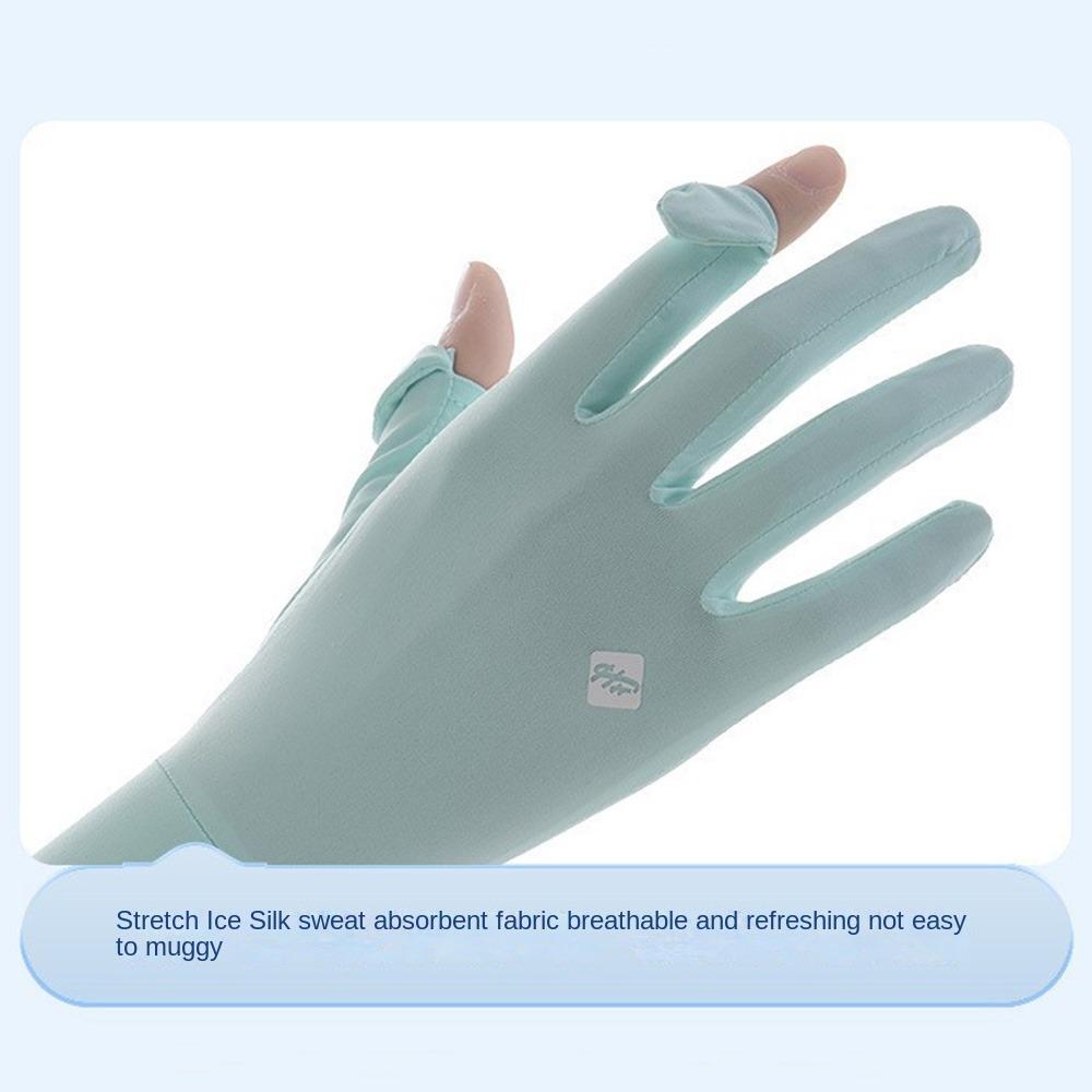 Anti-UV Women Sunscreen Gloves Breathable Summer Driving Mittens Ice Silk Riding Gloves  Girl