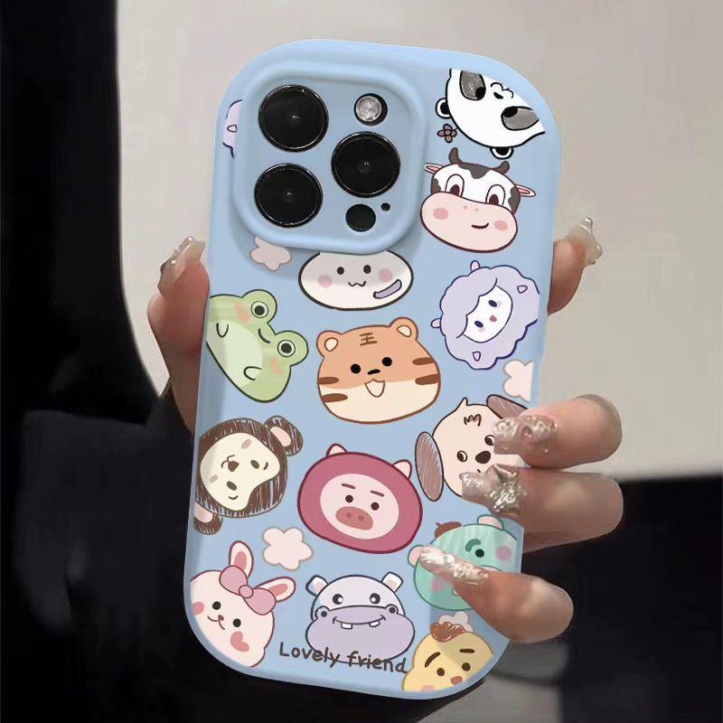 Full Animal Is Suitable for Apple 16promax Phone Cases, European and American Style 15pro Cute 14/13mini Anti-drop 12