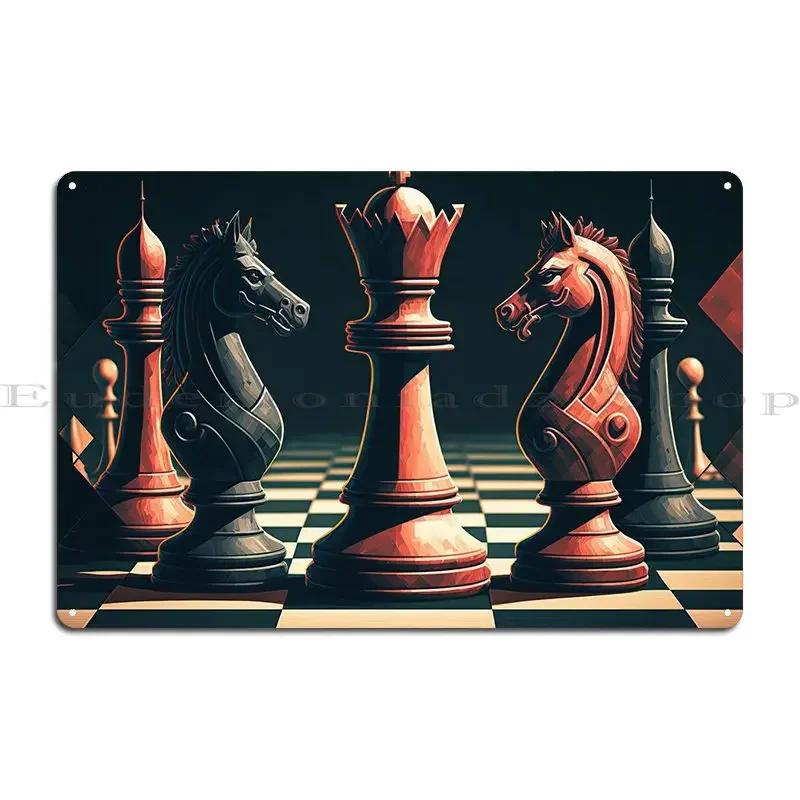 Game Chess Neon Metal Plaque Poster Home Rusty Create Garage Custom Tin Sign Poster 20x30cm(7.8x11.8inch)