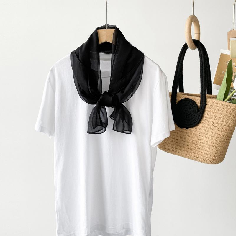 Solid Color Scarf Long Strips for Women Spring and Summer Color European and American Thin Scarf Neck Scarf Hair Strap Hair Strap