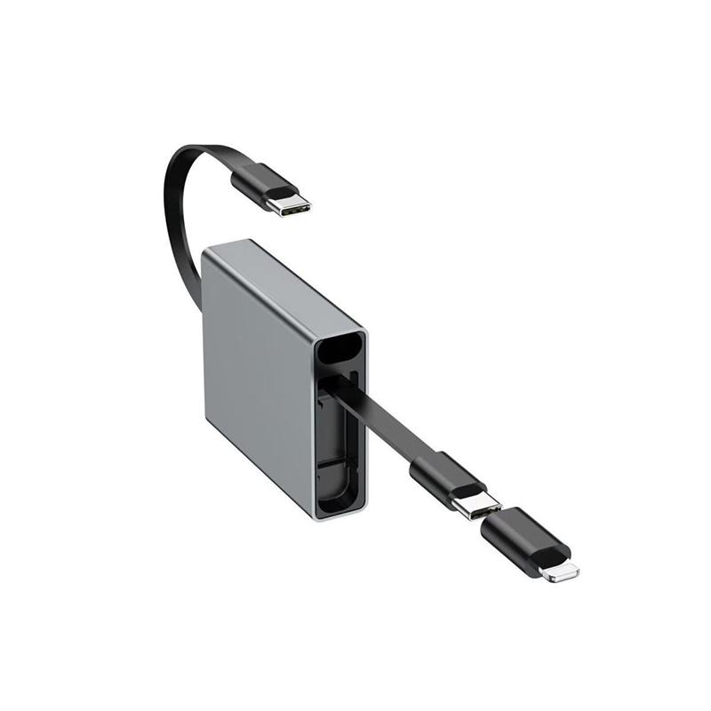 

PD Быстрая зарядка Совместимо со смартфонами/ноутбуками Type-C Односторонний выдвижной кабель для передачи данных 66 Вт One Size