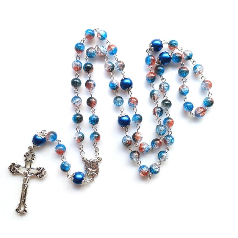 Catholic Necklace Mary Blessing Rosary Prayer Religious Necklace Rosary Beads
