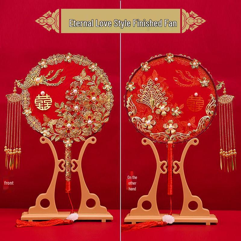 Xiuhe Bridal Fan with Bouquet: Traditional Chinese Wedding Accessory