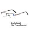 Large Frame Multifocal Glasses Men Square Metal Photochromic Reading Glasses Blue Light Blocking Eye Protection Eyeglasses
