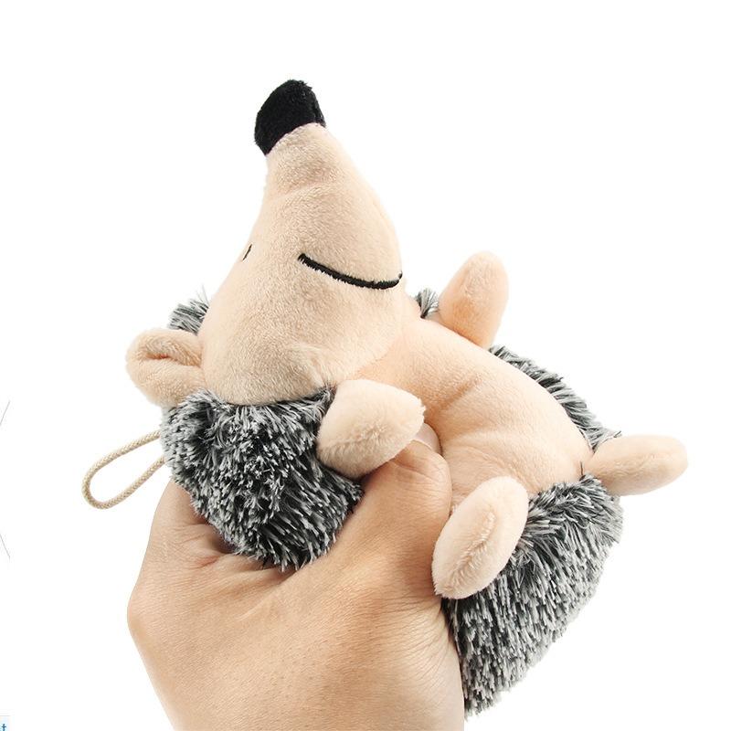 Pet Vocalizing Toy Hedgehog. Dog Uses It To Relieve Boredom and Chew on The Plush Hedgehog Toy.