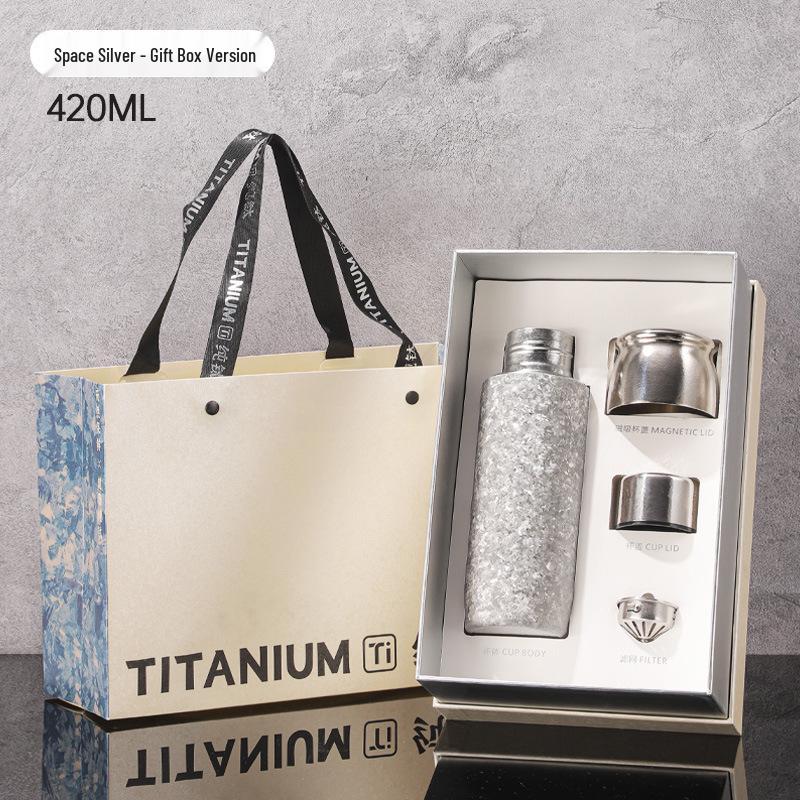 Pure Titanium Vacuum Insulated Tea Cup with Dual-Layer and Tea Separation Feature