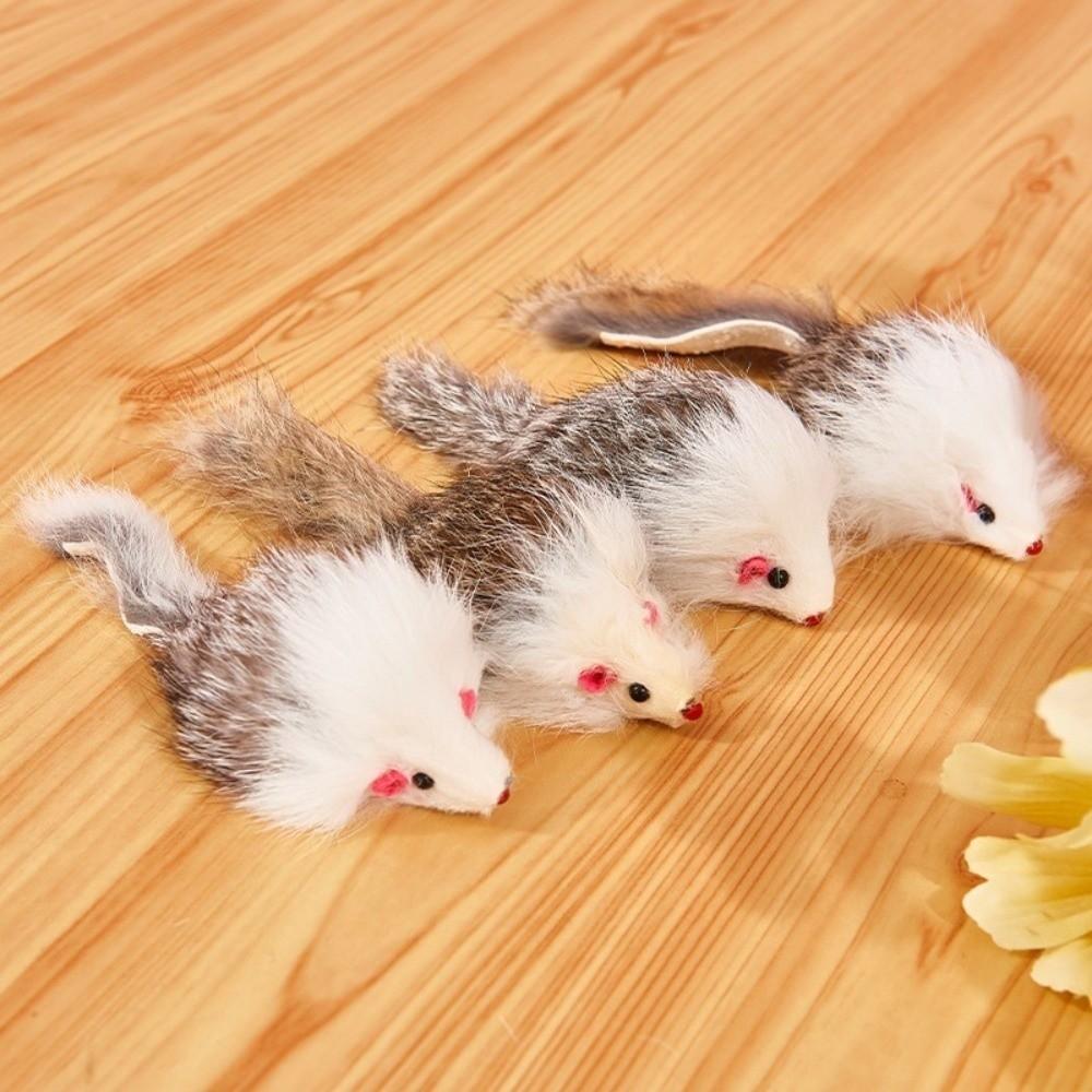 5pcs Synthetic Fiber Plush Plushie Mouse Toy Simulated Rat Interactive Cat Toy Exercise Activity