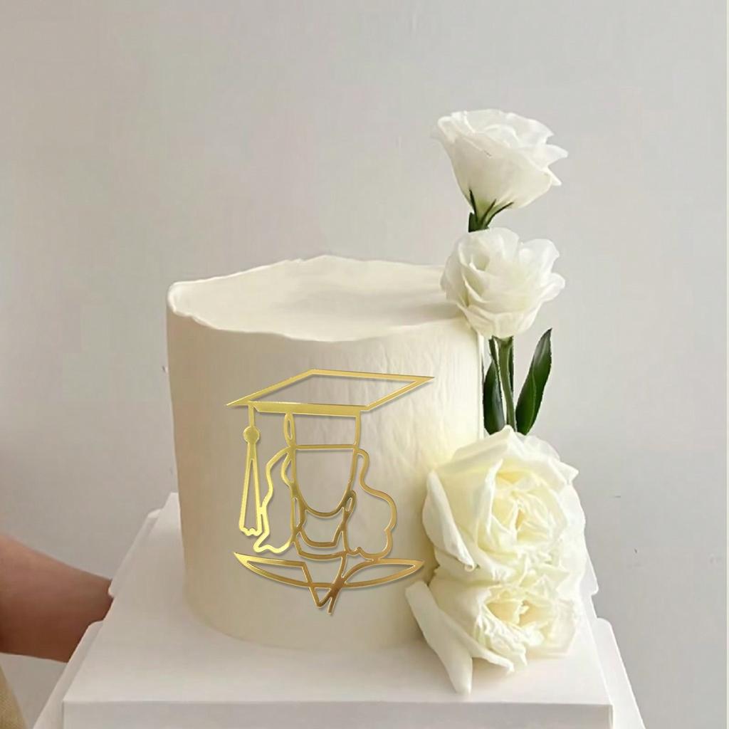 3pcs Gold Black Acrylic Graduation Cake Decorations for Congratulations Graduation Party Cake Topper Decorations Plugin