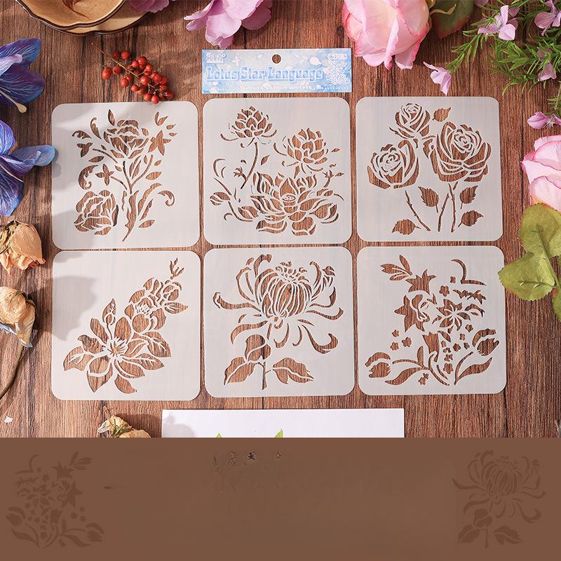 4/6pcs/set Floral Butterfly Stencil Templates for Scrapbook Wall Small Creative Design DIY Decor Stencils for Painting and Decor