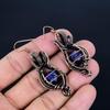 Blue Sapphire Earrings, Gemstone Handmade 999 Copper Wire Wrap Jewelry Earrings, For Memorial Gift