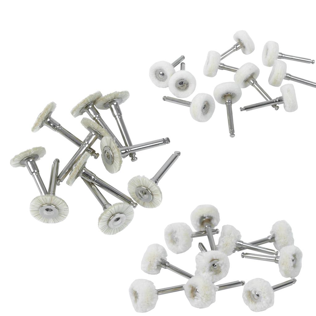 10 Stück RA Schaft Dental Polierbürste Bohrer Rad Materialien Baumwolle Filz Ziegenwolle Aluminiumoxid Werkzeuge Durchmesser 10 mm Handstück Rotationswerkzeuge